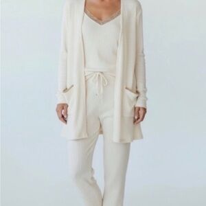 Blu Pepper Ivory Women's Pajama Set with Lace Trim